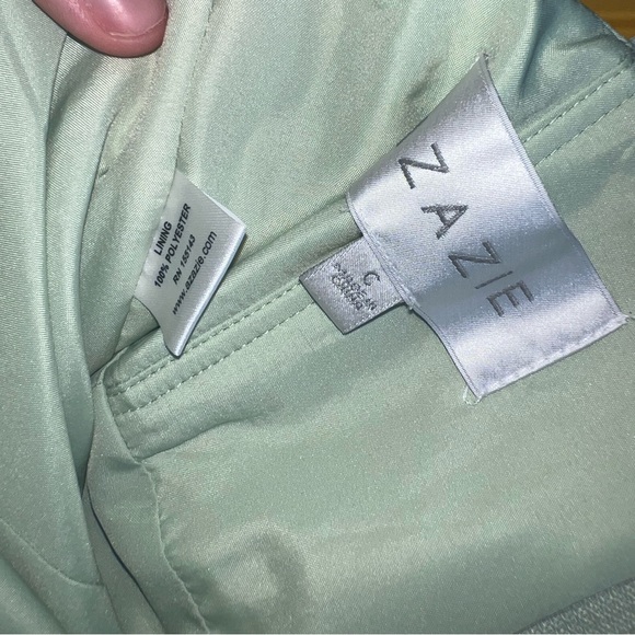 Azazie light green polyester formal long dress size M - Picture 12 of 14